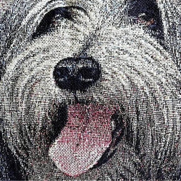 PILLOW Bearded Collie artist Robert May no tags EUC solid black back 14”x16” - Picture 4 of 7